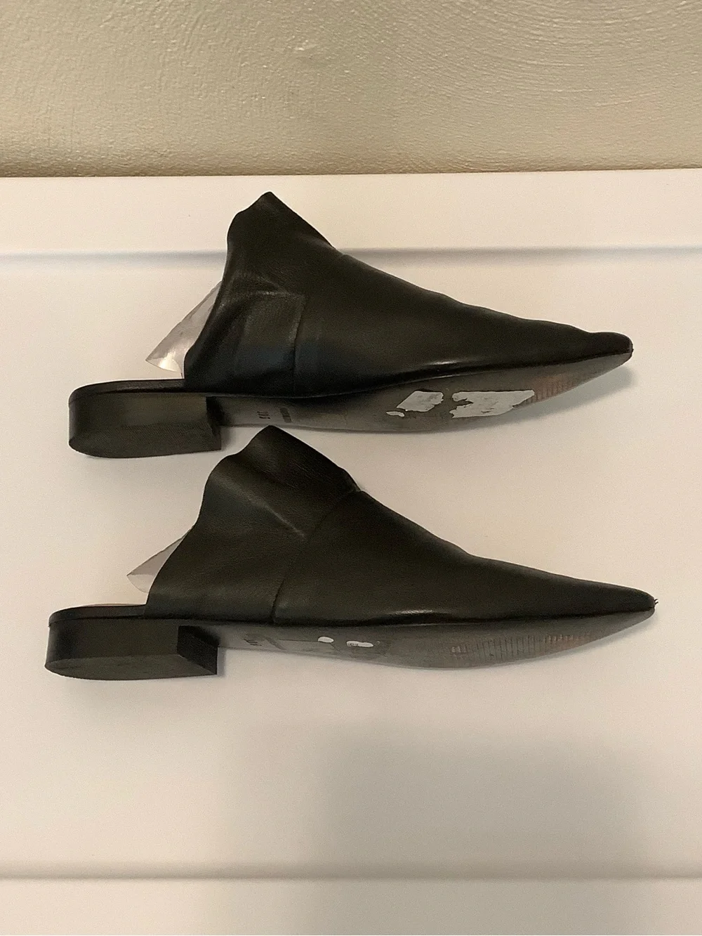 Free People Black Pointed Leather Mules